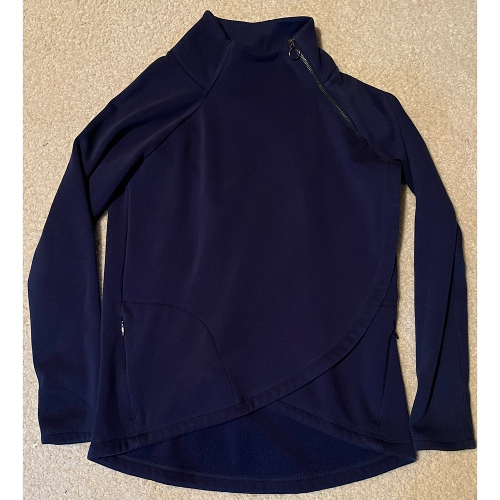 Athleta Navy Blue High Neck Wrap Tunic Athleisure Sweatshirt Women S